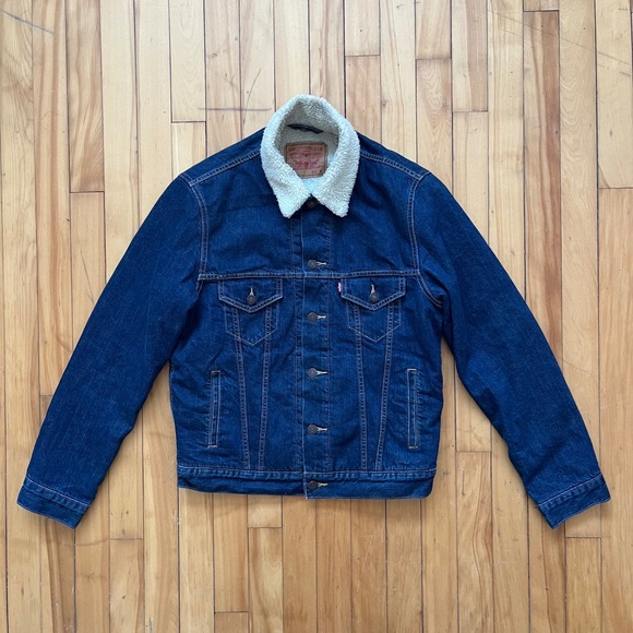 Levi's Other - Levis Sherpa Lined Trucker Jacket Medium Wash Denim Blue Mens Size S
